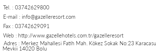 Gazelle Resort & Spa Otel telefon numaralar, faks, e-mail, posta adresi ve iletiim bilgileri